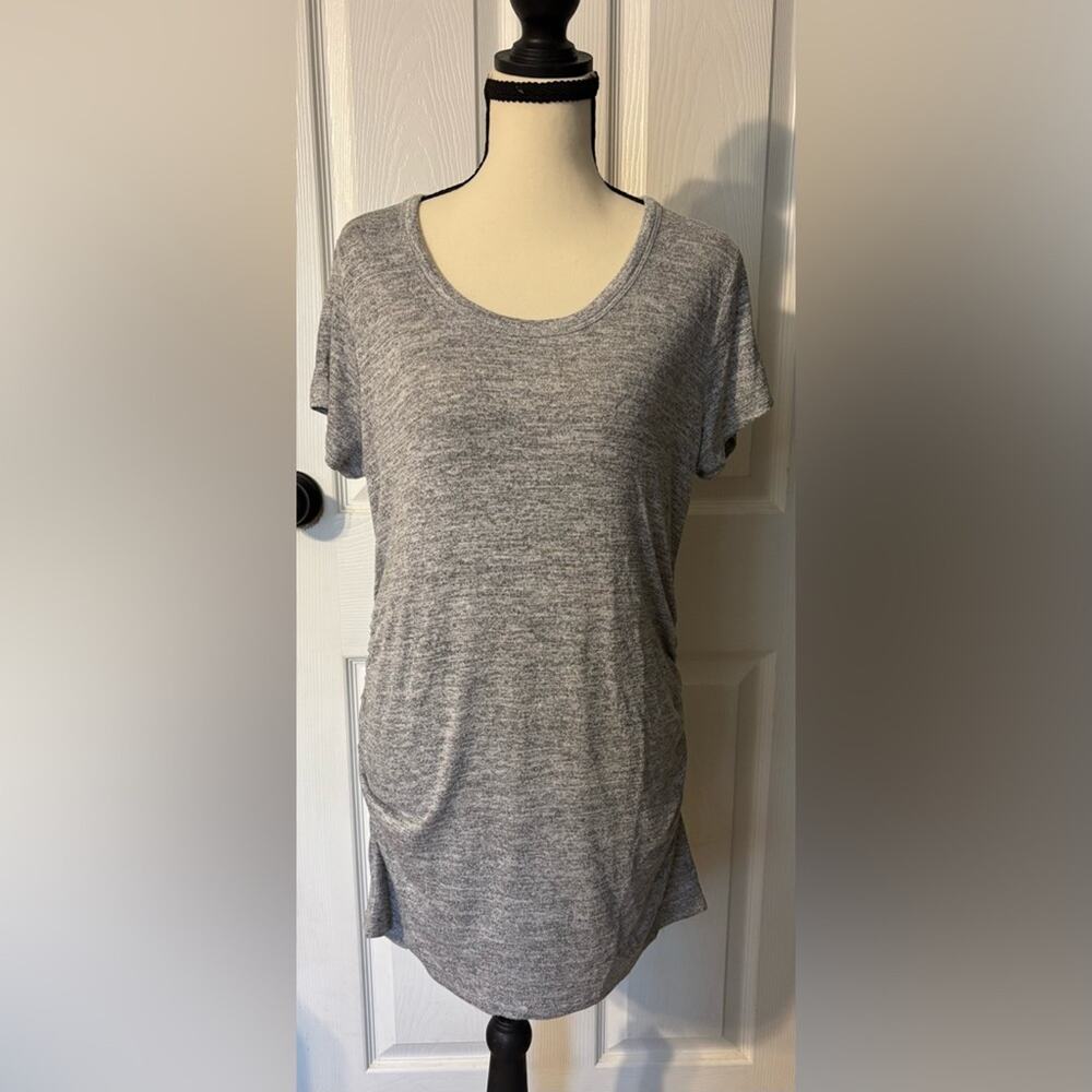 Market & Spruce Maternity Short Sleeve Top Women's Large Heather Gray Scoopneck